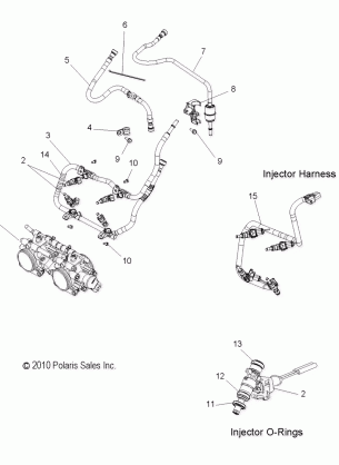 FUEL SYSTEM RAIL LINES and THROTTLE BODY - S17PJA6NSL / NEL (49SNOWFUELLINE11WIDE)