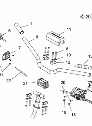 STEERING HANDLEBAR MOUNTING and CONTROLS - S08PB8ES / EE (49SNOWHANDLEBAR086008BALL)