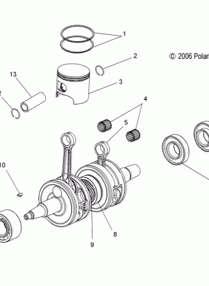 ENGINE PISTON and CRANKSHAFT - S08PL7JS (49SNOWPISTONCRANKSHAFTCLEAN)