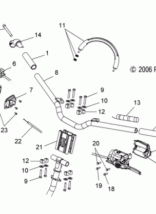 STEERING HANDLEBAR MOUNTING and CONTROLS - S08PL7JS (49SNOWHANDLEBAR600RMK)