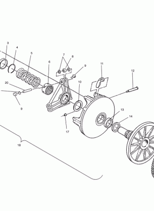 DRIVE CLUTCH (ELECTRIC START MODELS) - S03NP5CS / 5CSA / 5CSB / 6ES / 6ESA / 6ESB-S03NA5CS / 6ES-S03NF5CS / 6ES-S03NE5CS / 6ES (4977827782C12)