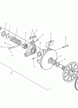 DRIVE CLUTCH (ELECTRIC START MODELS) - S02NP5CS / S02NE5CS (4973407340C10)