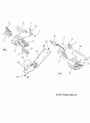 CHASSIS CLUTCH GUARD and FOOTRESTS - S16CR5BSA / BSL (49SNOWCLUTCHGUARD14550)