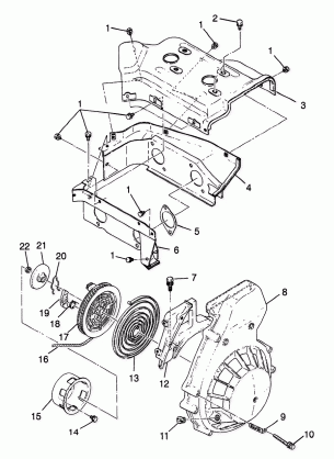 BLOWER HOUSING & RECOIL STARTER - 0982761 (4942584258c007)