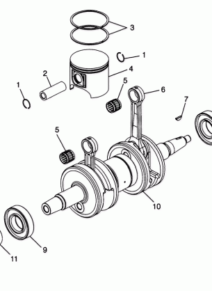 PISTON and CRANKSHAFT 600 RMK 0980958 and EUROPEAN 600 RMK E980958 (4944634463C009)