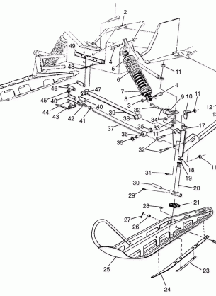 FRONT SUSPENSION and SKI WIDETRAK GT 0972061 and EUROPEAN WIDETRAK GT E9720 (4938173817B001)