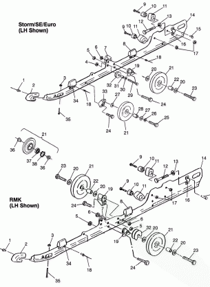 RAIL MOUNTING (SUSPENSION) Storm 0975782 Storm S.E. H975782 European Stor (4937823782C001)