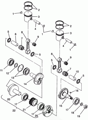 PISTON and CRANKSHAFT 500 CARB 0962764 500 CARB SKS 0962564  EUROPEAN 500 (4931873187C014)