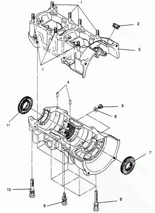 CRANKCASE 500 EFI SKS 0962574 500 EFI RMK 0962974 and EUROPEAN 500 EFI SK (4931983198C008)