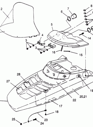 HOOD ASSEMBLY  500 EFI 0952774 EFI SKS 0952574   EFI SKS PT 0952974 and (4929052905A014)