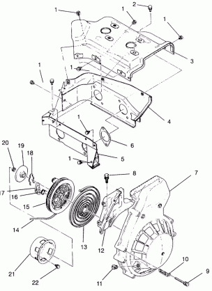 BLOWER HOUSING &  RECOIL STARTER ASSEMBLY TRAIL 0950761 TRAIL DELUXE 09502 (4928862886D005)