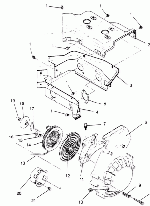 BLOWER HOUSING and  RECOIL STARTER ASSEMBLY SPORT 0950443 SPORT TOURING 09 (4928822882D004)