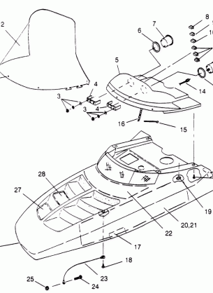 HOOD ASSEMBLY 500 CARB 0952764 (4929192919A010)