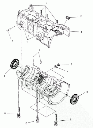 CRANKCASE ASSEMBLY WIDETRAK LX 0952064 and  EUROPEAN WIDETRAK LX E952064 (4928942894C008)