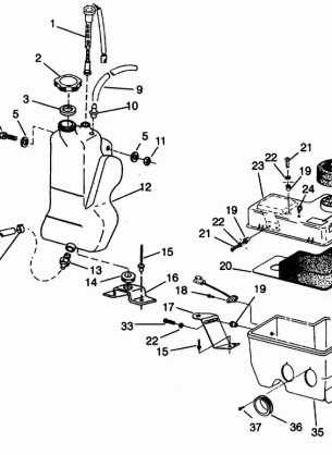 OIL TANK  /  AIR BOX ASSEMBLY 500 EFI 0942774 and EFI SKS 0942574 (4924982498029A)