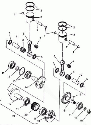 PISTON and CRANKSHAFT 500 EFI 0942774 and EFI SKS 0942574 (4924982498034A)