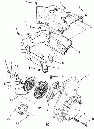 BLOWER HOUSING & RECOIL STARTER ASSEMBLY TRAIL  /  0930761 and  TRAIL DELUXE (4923222322041A)