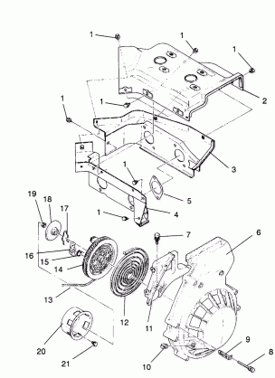 BLOWER HOUSING and  RECOIL STARTER ASSEMBLY SPORT  /  0930443 (4922942294033A)