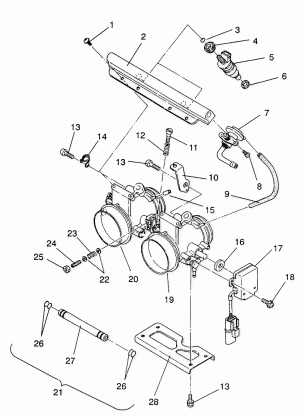 THROTTLE BODY ASSEMBLY 500 EFI  /  0930674 and  500 EFI SKS  /  0930574 (4922962296033A)