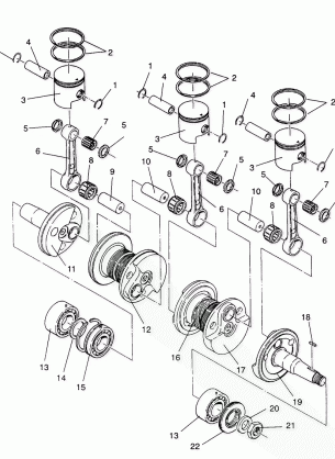 PISTON and CRANKSHAFT RXL  /  0930768 and RXL SKS  /  0930568 (4922992299032A)