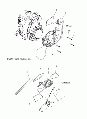 ENGINE AIR INLET and OUTLET DUCTS - S15CU5BSL / BEL (49SNOWDUCT15550)