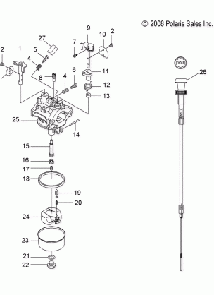 ENGINE CARBURETOR and CHOKE CABLE - S15WB1ASA / AEA (49SNOWCARBURETOR13120)