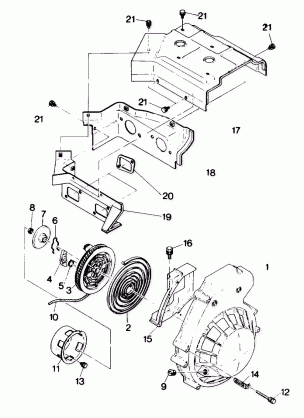 RECOIL STARTER AND BLOWER HOUSING Sprint and Sprint E / S (4912721272025A)