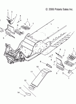 CHASSIS FOOTREST and CLUTCH GUARD - S14MX6JSA / JEA (49SNOWCHASSIS07440IQ)