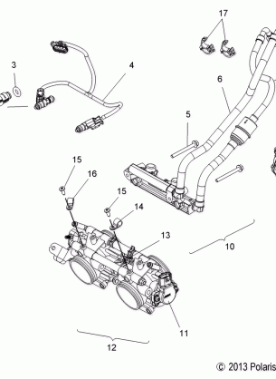 FUEL SYSTEM RAIL LINES and THROTTLE BODY - S14BR8GSA / GSL (49SNOWFUELLINE14STD)