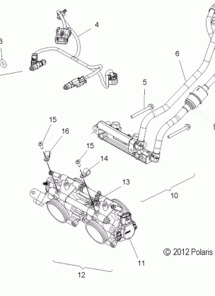 FUEL SYSTEM RAIL LINES and THROTTLE BODY - S13CG6GSA / GSL / GEA (49SNOWFUELLINE13600INDY)