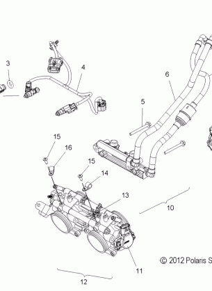 FUEL SYSTEM RAIL LINES and THROTTLE BODY - S13BF6GSA / GSL (49SNOWFUELLINE13600LE)