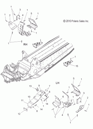 CHASSIS FOOTRESTS and CLUTCH GUARD - S12PT5BSL / BEL (49SNOWCHASSISFRT11550TRG)