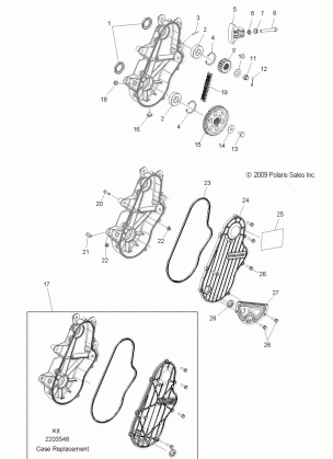 DRIVE TRAIN CHAINCASE - S12PT5BSL / BEL (49SNOWCHAINCASE10550SHIFT)