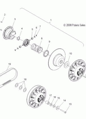 DRIVE TRAIN CLUTCH SECONDARY - S12BF8GSA / GSL (49SNOWDRIVENCLUTCH09ASLT)