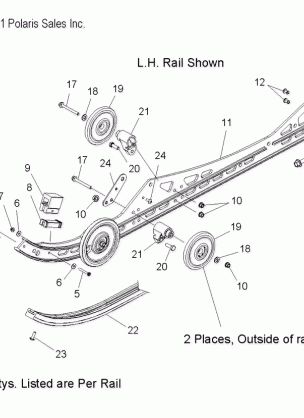 SUSPENSION RAIL ASM. - S12BF8GSA / GSL (49SNOWSUSPRAIL12600RUSH)