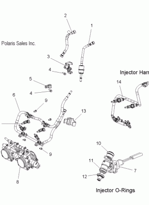 FUEL SYSTEM RAIL LINES and THROTTLE BODY - S12BR6NSA / NSL (49SNOWFUELLINE10PR)