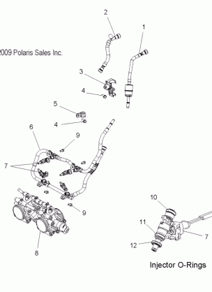 FUEL SYSTEM RAIL LINES and THROTTLE BODY - S11PK6HSA / HSL / HEA / PM6HSA / HSL ALL OPTIONS (49SNOWFUELLINE10600IQ)