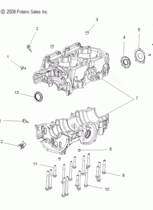 ENGINE CRANKCASE - S09PM8 / PG8 / PH8 ALL OPTIONS (49SNOWCRANKCASE09ASLT)