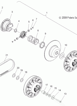 DRIVE TRAIN SECONDARY CLUTCH and DRIVE BELT - S09PP7FS / FE (49SNOWDRIVENCLUTCH09FSTRG)