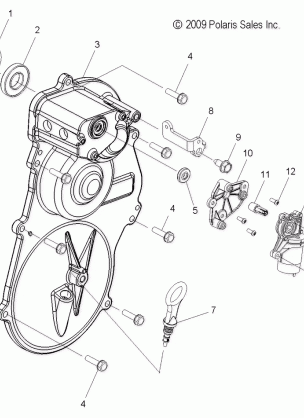 DRIVE TRAIN GEARCASE COVER ASM. and DIPSTICK - S09PT7ES / EE / FS (49SNOWGEARCASECVR09FST)