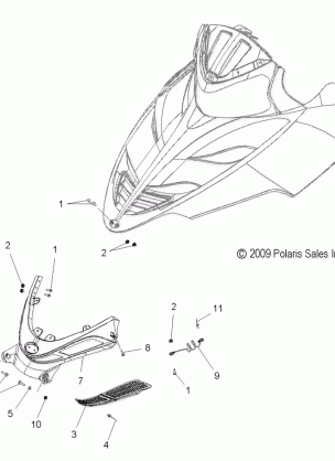 BODY HOOD FRONT HINGE ASM. - S09PU7ES / EE (49SNOWHOODMTG10WIDE)