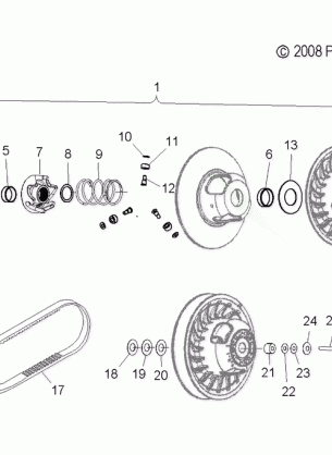 DRIVE TRAIN SECONDARY CLUTCH - S09NJ5BS / BSF / BSL / BE (49SNOWDRIVENCLUTCH09TRAIL)