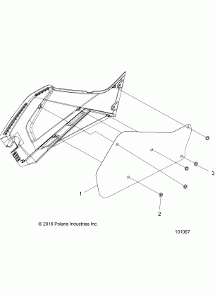 BODY RIGHT HAND SIDE PANEL HEAT SHIELD AND HARDWARE 1 UP - A17SEH57A7 (101067)