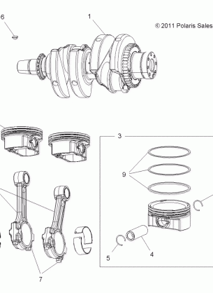 ENGINE CRANKSHAFT and PISTON - A17SVA85A2 (49ATVCRANKSHAFT12SPTRGEPS850)