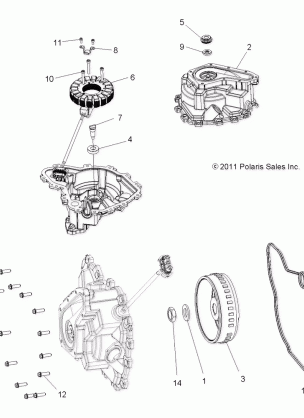 ENGINE STATOR COVER and FLYWHEEL - A17DAA57A5 (49RGRFLYWHEELCVR12RZR570)