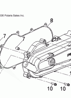 ENGINE CLUTCH COVER and KICK START - A17YAK05A4 / N4 / A6 / N6 (49ATVCRANKCASECVRLH09OUT50)