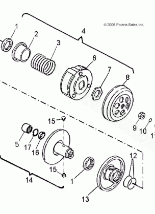 DRIVE TRAIN SECONDARY CLUTCH - A17YAK05A4 / N4 / A6 / N6 (A00022)