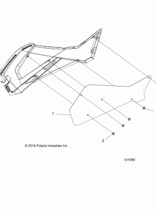 BODY RIGHT HAND SIDE PANEL HEAT SHIELD AND HARDWARE 2 UP - A17SDA57A1 / L2 / E57A2 (101068)