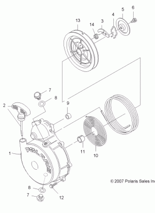 ENGINE RECOIL STARTER - A08BA32AA (49ATVRECOIL08TB)