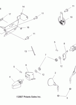 ELECTRICAL TURN SIGNALS HORN and MIRRORS - A08DN76FC (49ATVTURNSIG08SPTRG800I)